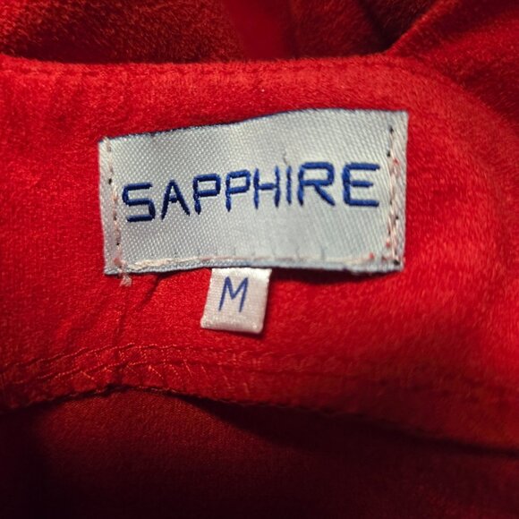 Y2K Bustier Peplum Top Size S Red Microsuede Sweetheart Retro Coquette Mcbling - Picture 6 of 7